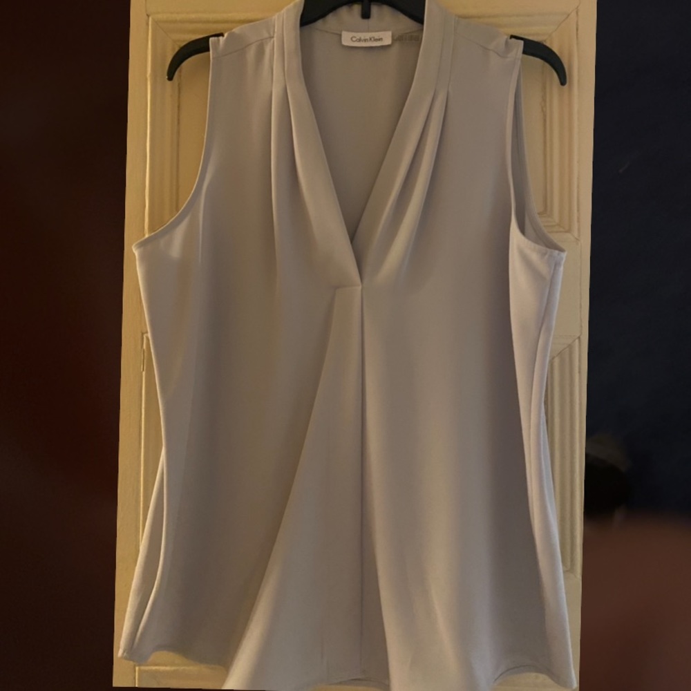 Calvin Klein Women's Pleated V-Neck Blouse